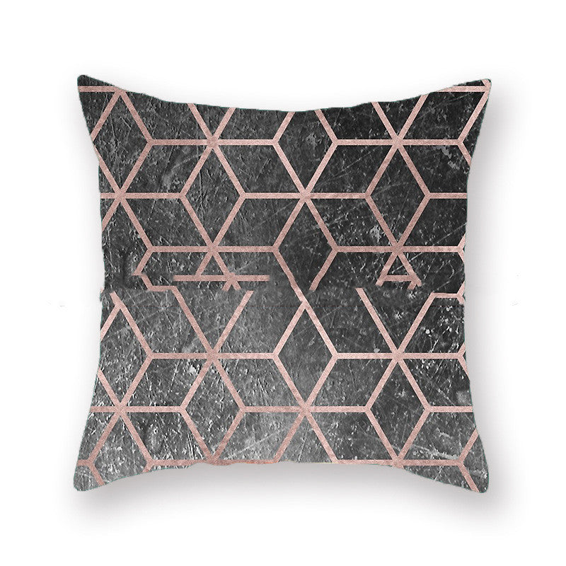 HKM-738195 Geometric Plush Pillowcase 45x45cm for Living Room and Bedroom Decor