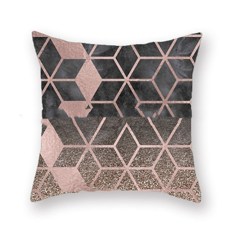 HKM-738195 Geometric Plush Pillowcase 45x45cm for Living Room and Bedroom Decor