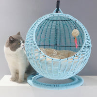 HKM-738195 Rattan Cat Nest Hanging Basket Semi-closed Summer Four Seasons