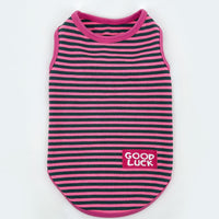 HKM-738387 Breathable Striped Vest for Small Dogs and Cats in Fluorescent Green and Pink