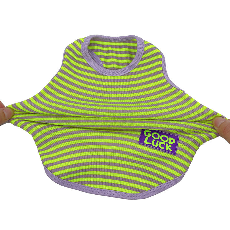 HKM-738387 Breathable Striped Vest for Small Dogs and Cats in Fluorescent Green and Pink