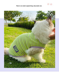 HKM-738387 Breathable Striped Vest for Small Dogs and Cats in Fluorescent Green and Pink
