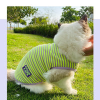 HKM-738387 Breathable Striped Vest for Small Dogs and Cats in Fluorescent Green and Pink