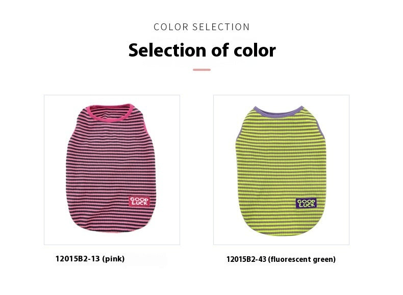 HKM-738387 Breathable Striped Vest for Small Dogs and Cats in Fluorescent Green and Pink