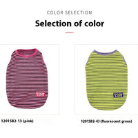 HKM-738387 Breathable Striped Vest for Small Dogs and Cats in Fluorescent Green and Pink