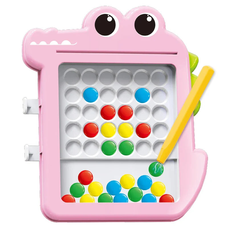 HKM-738387 Colorful Beads Magnetic Drawing Board for Kids - Educational Plastic Toy for Creative Learning