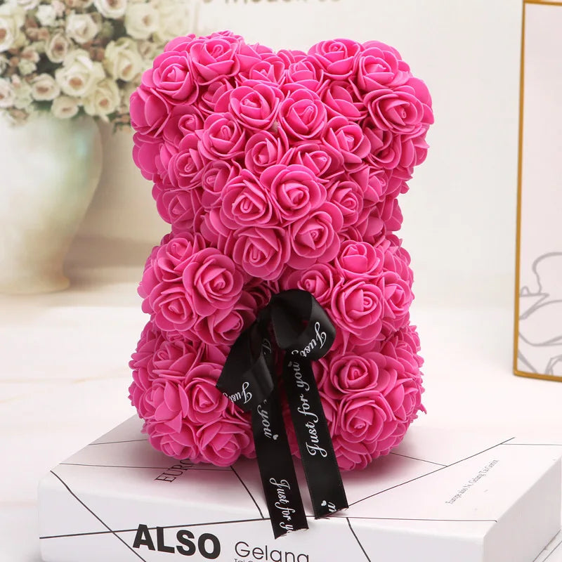 KTX-738643 25 cm Plush Teddy Rose Bear with Box – Perfect Gift for Valentine's Day, Mother's Day, and Special Occasions