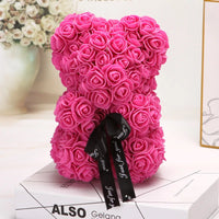 HKM-738643 25 cm Plush Teddy Rose Bear with Box – Perfect Gift for Valentine's Day, Mother's Day, and Special Occasions
