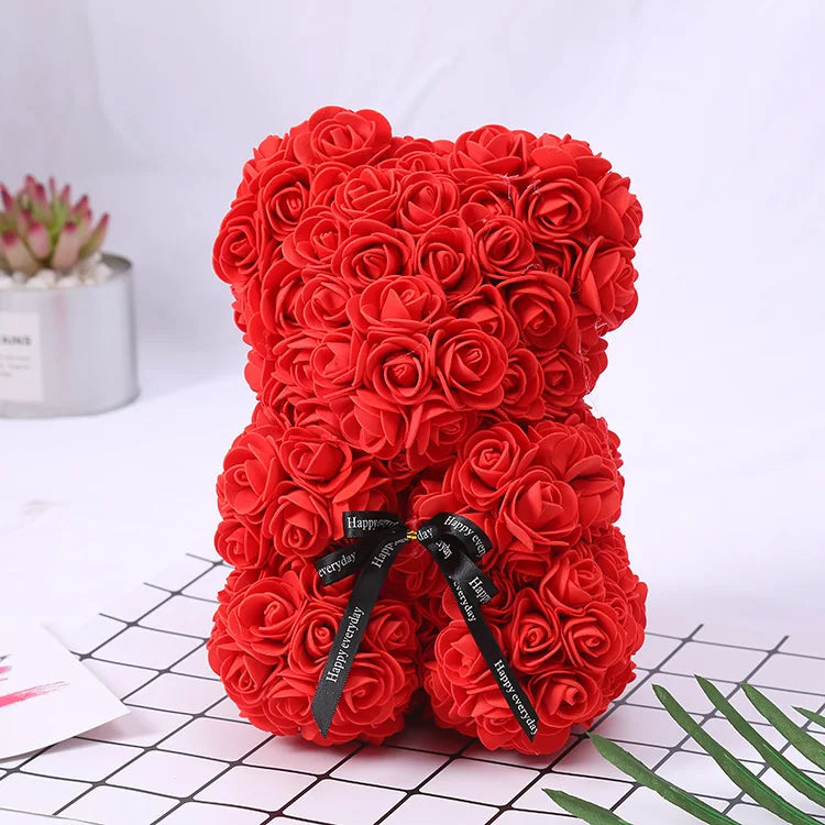 KTX-738643 25 cm Plush Teddy Rose Bear with Box – Perfect Gift for Valentine's Day, Mother's Day, and Special Occasions