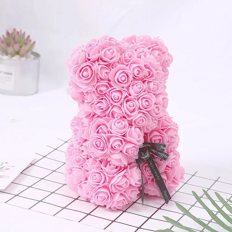 KTX-738643 25 cm Plush Teddy Rose Bear with Box – Perfect Gift for Valentine's Day, Mother's Day, and Special Occasions