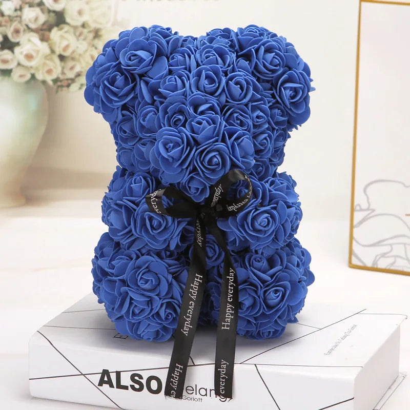 KTX-738643 25 cm Plush Teddy Rose Bear with Box – Perfect Gift for Valentine's Day, Mother's Day, and Special Occasions