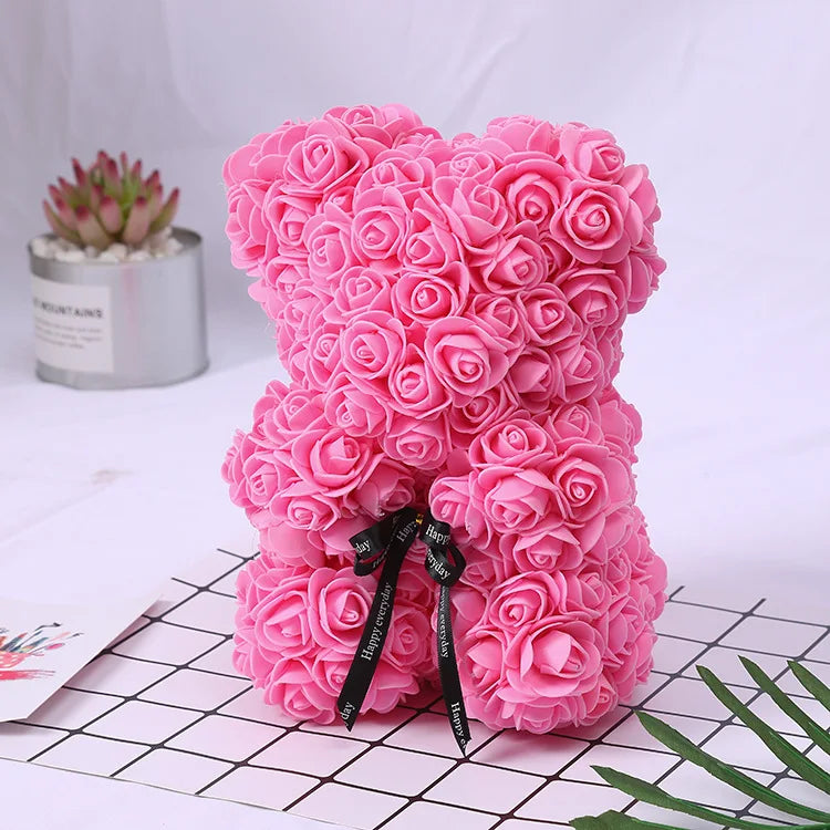 KTX-738643 25 cm Plush Teddy Rose Bear with Box – Perfect Gift for Valentine's Day, Mother's Day, and Special Occasions