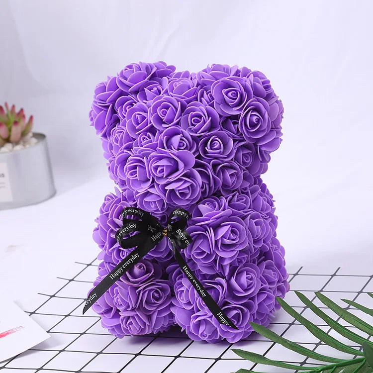 KTX-738643 25 cm Plush Teddy Rose Bear with Box – Perfect Gift for Valentine's Day, Mother's Day, and Special Occasions
