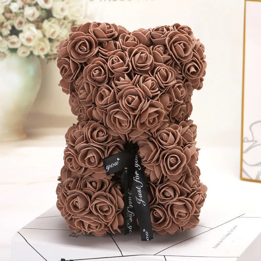 KTX-738643 25 cm Plush Teddy Rose Bear with Box – Perfect Gift for Valentine's Day, Mother's Day, and Special Occasions