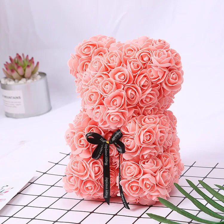 KTX-738643 25 cm Plush Teddy Rose Bear with Box – Perfect Gift for Valentine's Day, Mother's Day, and Special Occasions