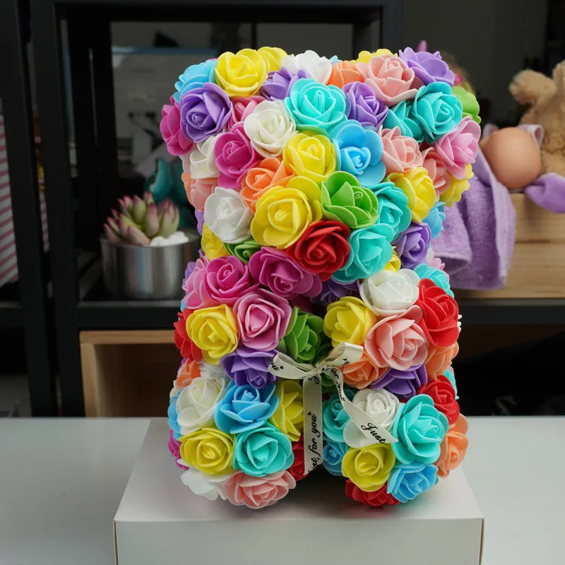 KTX-738643 25 cm Plush Teddy Rose Bear with Box – Perfect Gift for Valentine's Day, Mother's Day, and Special Occasions