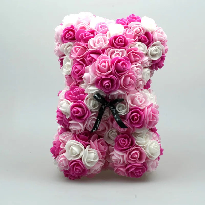 KTX-738643 25 cm Plush Teddy Rose Bear with Box – Perfect Gift for Valentine's Day, Mother's Day, and Special Occasions