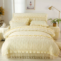 HKM-738643 Elegant Lace Bed Dress Four-Piece Set in Korean Style with Embroidery and Quilting