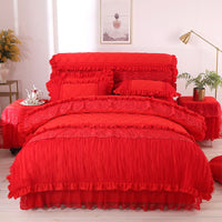 HKM-738643 Elegant Lace Bed Dress Four-Piece Set in Korean Style with Embroidery and Quilting