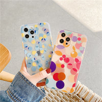 HKM-738899 Color Wave Dots TPU Back Cover for Apple 12 Mobile Phone - Blue Design