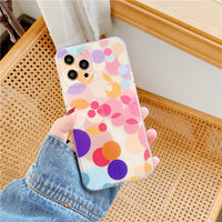 HKM-738899 Color Wave Dots TPU Back Cover for Apple 12 Mobile Phone - Blue Design