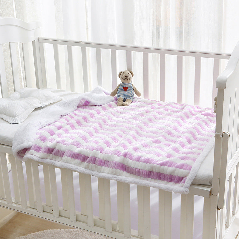HKM-738963 Cozy Double-Layered Lambswool Thermal Blanket for Babies in Various Patterns and Colors