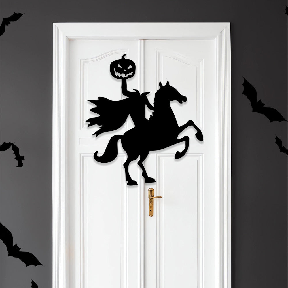 HKM-739091 Halloween Felt Cloth Decorative Door Stickers - Skull Hand & Pumpkin Designs
