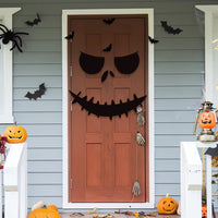HKM-739091 Halloween Felt Cloth Decorative Door Stickers - Skull Hand & Pumpkin Designs
