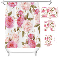 HKM-739283 Floral Print Waterproof Polyester Shower Curtain, 180x180cm