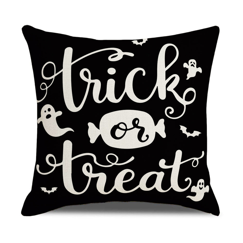 HKM-739347 Pumpkin Cartoon Alphabet Cushion Cover - Nordic Style Linen Waist Pillowcase 45x45cm