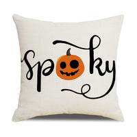 HKM-739347 Pumpkin Cartoon Alphabet Cushion Cover - Nordic Style Linen Waist Pillowcase 45x45cm