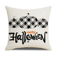 HKM-739347 Pumpkin Cartoon Alphabet Cushion Cover - Nordic Style Linen Waist Pillowcase 45x45cm