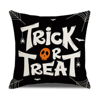HKM-739347 Pumpkin Cartoon Alphabet Cushion Cover - Nordic Style Linen Waist Pillowcase 45x45cm