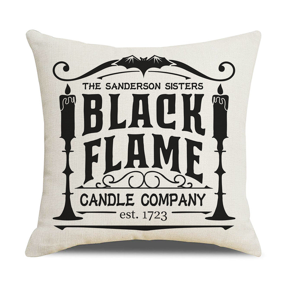 HKM-739347 Pumpkin Cartoon Alphabet Cushion Cover - Nordic Style Linen Waist Pillowcase 45x45cm
