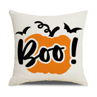 HKM-739347 Pumpkin Cartoon Alphabet Cushion Cover - Nordic Style Linen Waist Pillowcase 45x45cm