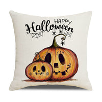 HKM-739347 Pumpkin Cartoon Alphabet Cushion Cover - Nordic Style Linen Waist Pillowcase 45x45cm