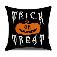HKM-739347 Pumpkin Cartoon Alphabet Cushion Cover - Nordic Style Linen Waist Pillowcase 45x45cm