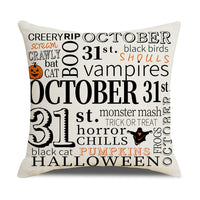 HKM-739347 Pumpkin Cartoon Alphabet Cushion Cover - Nordic Style Linen Waist Pillowcase 45x45cm
