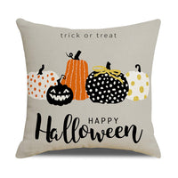 HKM-739347 Pumpkin Cartoon Alphabet Cushion Cover - Nordic Style Linen Waist Pillowcase 45x45cm
