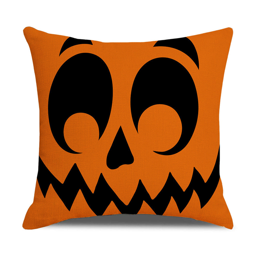 HKM-739347 Pumpkin Cartoon Alphabet Cushion Cover - Nordic Style Linen Waist Pillowcase 45x45cm