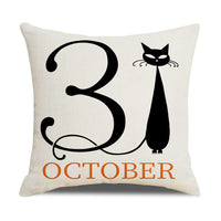HKM-739347 Pumpkin Cartoon Alphabet Cushion Cover - Nordic Style Linen Waist Pillowcase 45x45cm