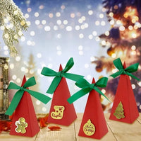 HKM-739411 20-Piece Christmas Candy Boxes in 4 Designs with Ribbons - DIY Paper Sweet Boxes for Holiday Treats
