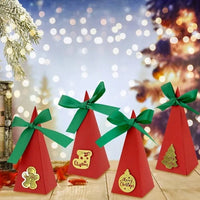 HKM-739411 20-Piece Christmas Candy Boxes in 4 Designs with Ribbons - DIY Paper Sweet Boxes for Holiday Treats