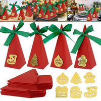 HKM-739411 20-Piece Christmas Candy Boxes in 4 Designs with Ribbons - DIY Paper Sweet Boxes for Holiday Treats