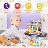 HKM-739603 Mini Kids Kitchen Playset with Lights and Spray for Ages 2 to 13