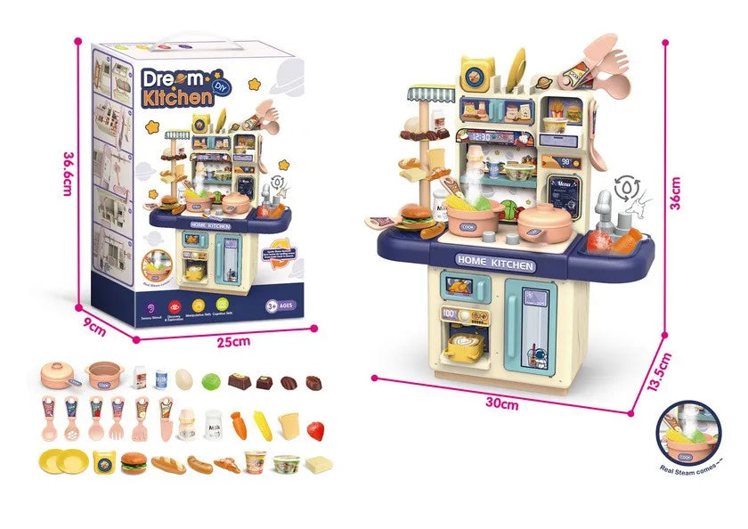 HKM-739603 Mini Kids Kitchen Playset with Lights and Spray for Ages 2 to 13