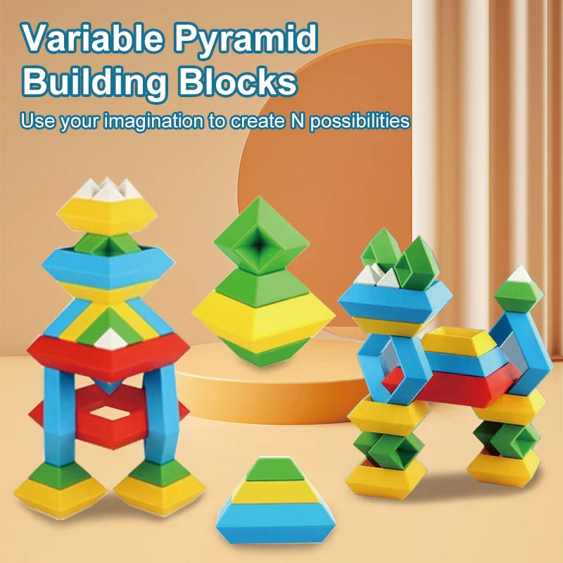 KTX-739795 Montessori Sensory Stacking Building Block Set - Eco-Friendly Educational Pyramid Toy