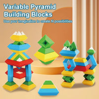 HKM-739795 Montessori Sensory Stacking Building Block Set - Eco-Friendly Educational Pyramid Toy