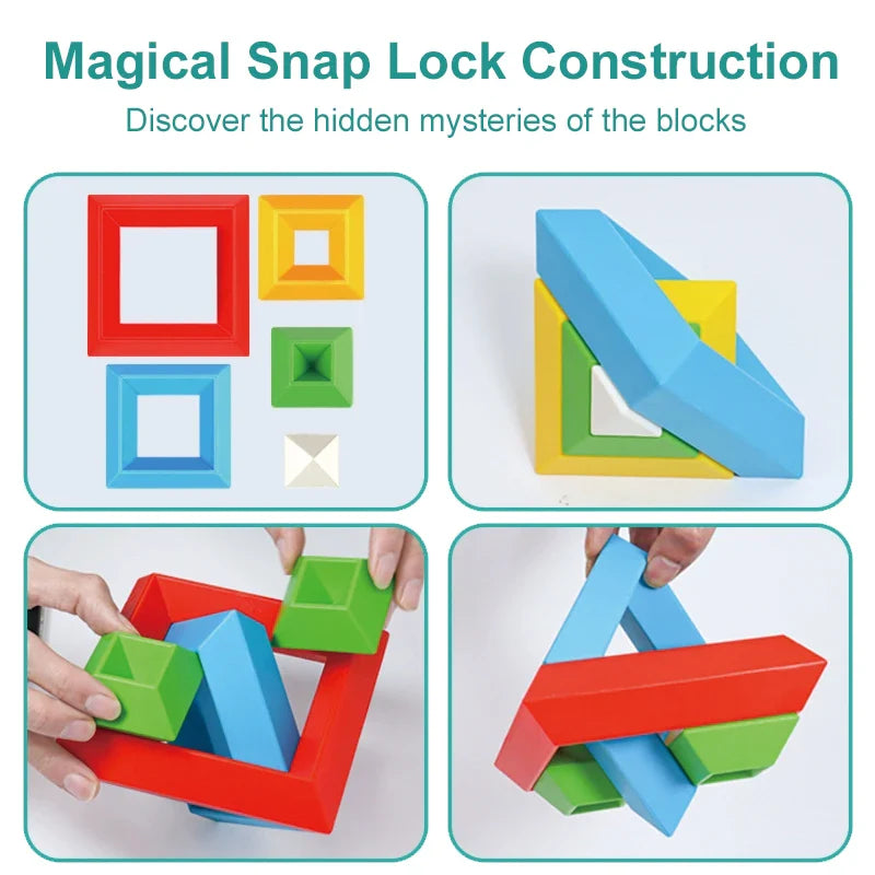 KTX-739795 Montessori Sensory Stacking Building Block Set - Eco-Friendly Educational Pyramid Toy