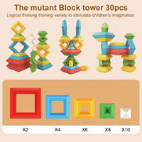 HKM-739795 Montessori Sensory Stacking Building Block Set - Eco-Friendly Educational Pyramid Toy